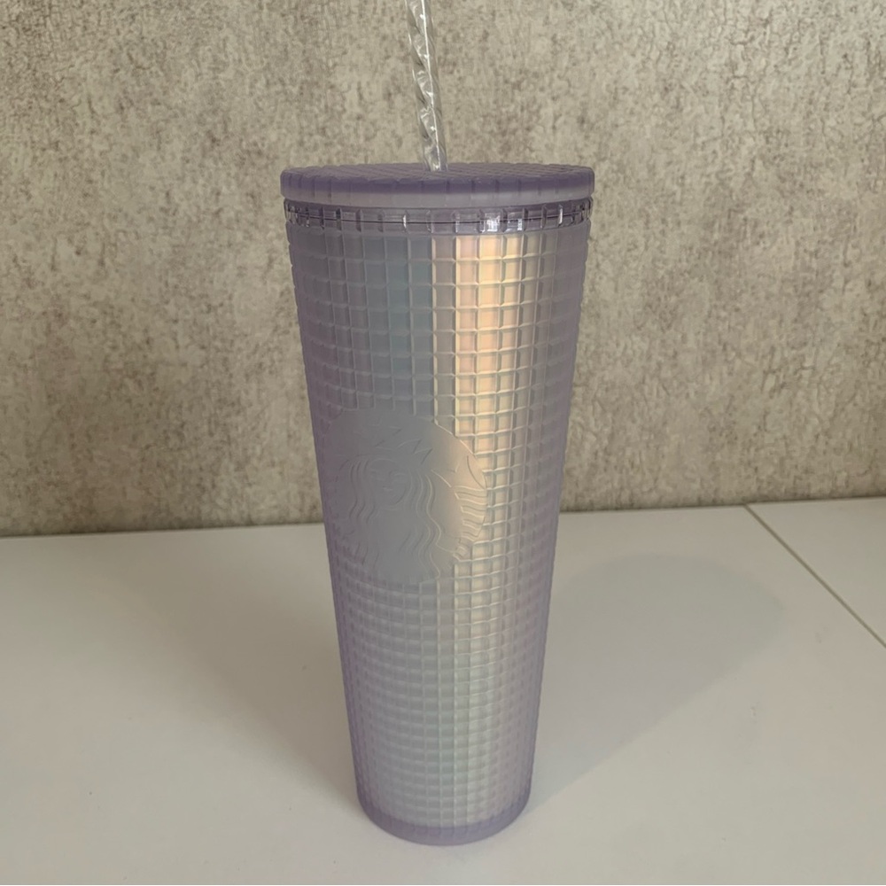 Starbucks soft touch white Tumbler with Straw 24oz EUC
